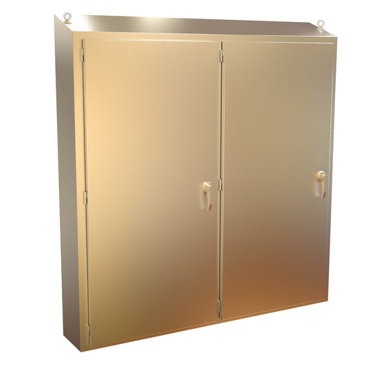 Hammond 2STFSD747512S16 N4X Slope Top 2 Door Freestanding Disconnect Enclosure w/Panel - 74" x 75" x 12" - 316 Stainless Steel
