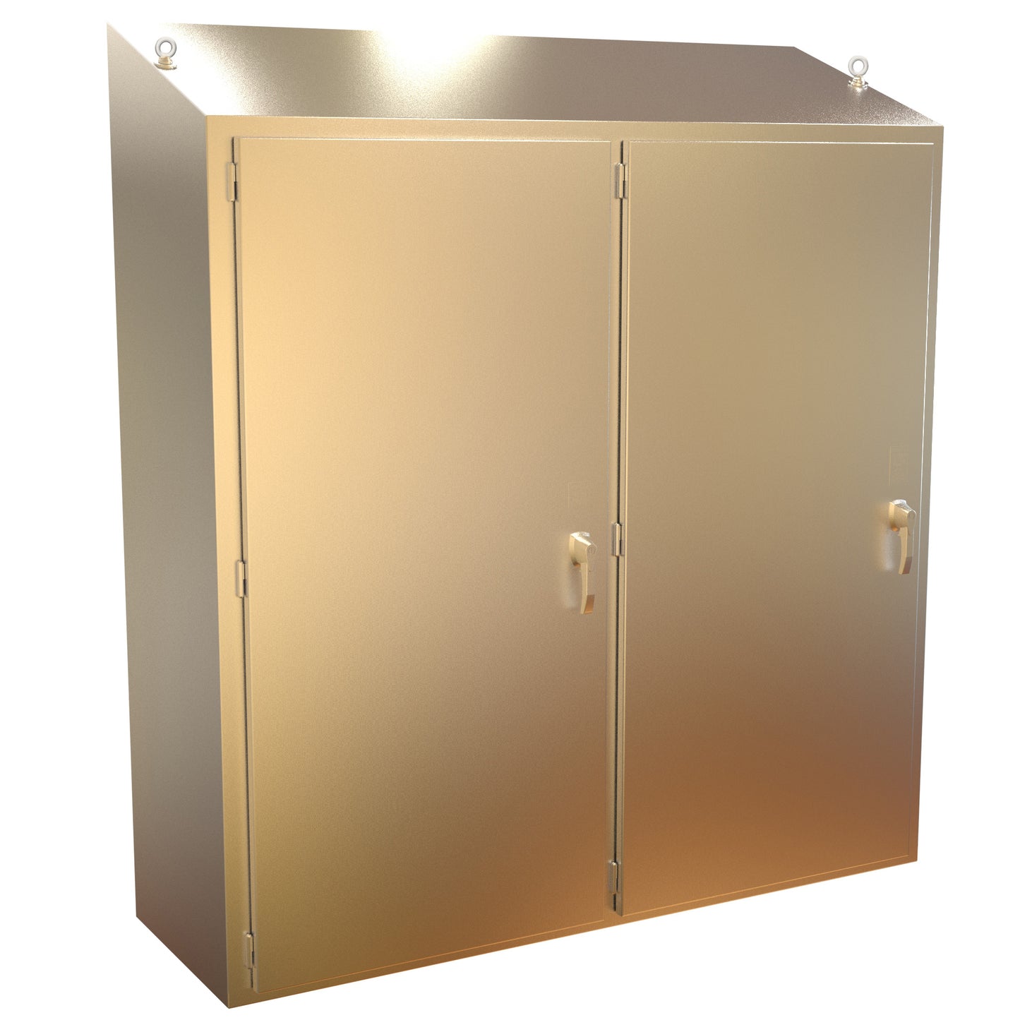 Hammond 2STFSD747524SS N4X Slope Top 2 Door Freestanding Disconnect Enclosure w/Panel - 74" x 75" x 24" - 304 Stainless Steel