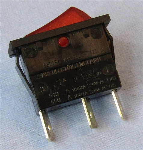 Philmore 30-069 Narrow Lighted Rocker Switch SPST On-Off, 16A@125VAC/250VAC, Red Translucent, QC Terminals