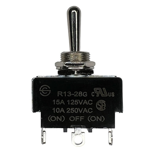 Philmore 30-10099 Toggle Switch SPDT (On)-Off-(On), 15A@125VAC / 10A@250VAC, Solder Terminals