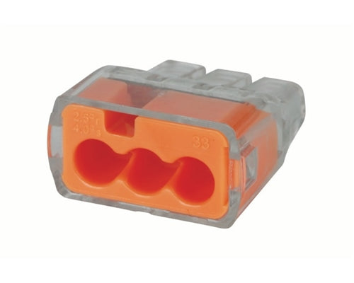 Ideal 30-1033 In-Sure Push-In Wire Connectors, Model 33 3-Port Orange, Box of 100