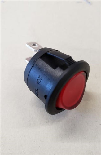 Philmore 30-16122 Lighted Snap-In Round Rocker Switch, SPST On-Off, 20A@14VDC, Red Lamp, QC Terminals