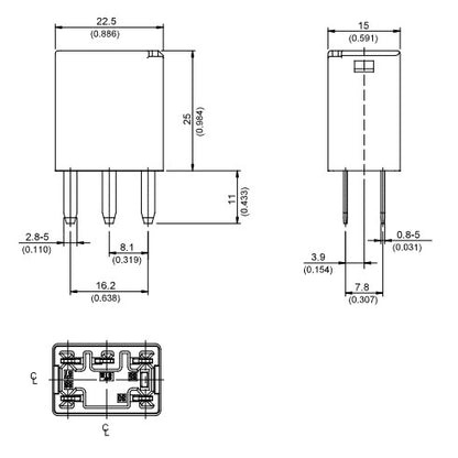 Song Chuan 301-1C-C-R1-U01-12VDCV ISO 280 Micro Relay with Resistor, 12V 35A SPDT