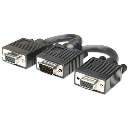 Manhattan 304559 Svga Y-Cable & Splitter, HD15 Male / 2 HD15 Female, 15cm (6 in.), Black
