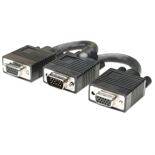 Manhattan 304559 Svga Y-Cable & Splitter, HD15 Male / 2 HD15 Female, 15cm (6 in.), Black