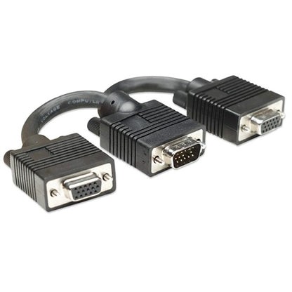 Manhattan 304559 Svga Y-Cable & Splitter, HD15 Male / 2 HD15 Female, 15cm (6 in.), Black