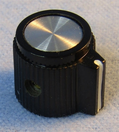 Philmore 3060 Straight Knurl Pointer Knob with Indicator On Side Pointer, 0.54" Diameter 0.48" High, Black