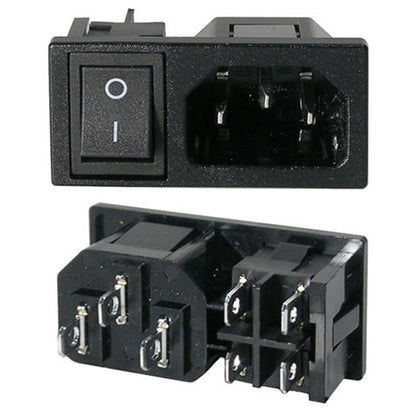 Mode 31-047-0 IEC Male AC Chassis Mount Jack with Switch; 250VAC 10A CSA/UL