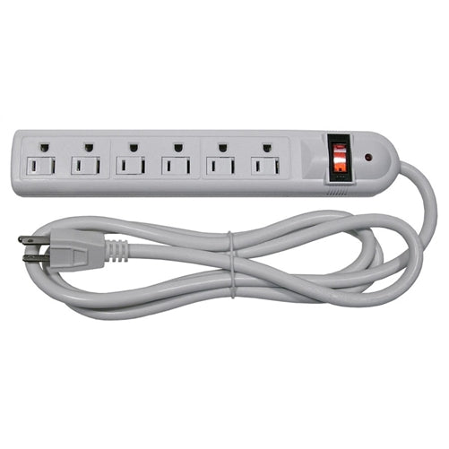 Mode 31-063A-1 Power Bar 6 Outlet Plastic Body with Surge, 6' Cord