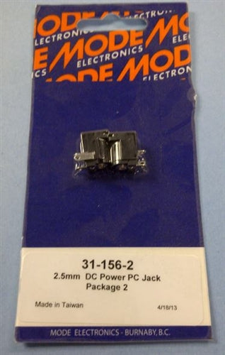 Mode 31-156-2 DC Power Jack, 2.5mm PC Mount, 2.0A@16VDC Max, 2/Pack