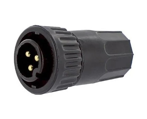 Conxall 3182-3PG-3DC Connector 3 Pin Male Cable Plug, IP67 Certified, 12AWG Gold Plated Contacts, Solder Style