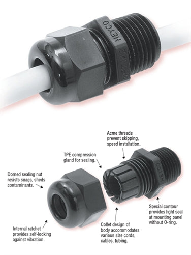 Heyco Strain Relief NPT1/2" (0.17"-0.45" Cable) 3231