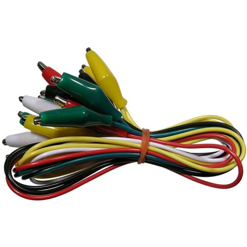 Mode 33-210-0 Alligator Clip Lead Set, 18" Long 10/Pack (2 Each: Red/Black/White/Green/Yellow)