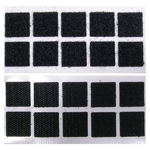 Mode 34-160-10 Velcro Adhesive Pads 3/4" Black Square, 10/Pack