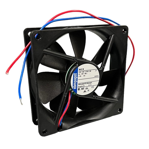 ebm-papst 3412N 12VDC Ball Bearing Fan 92mm x 92mm x 25mm 49.4CFM 32dB 2.2W 0.18A 2700RPM 2 Wire