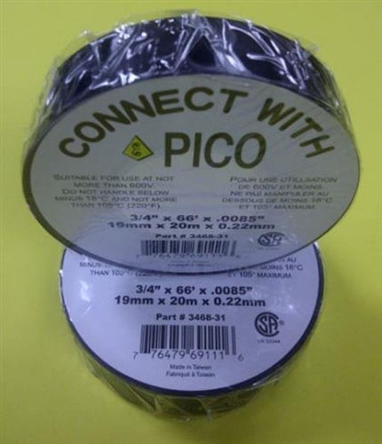 PICO 3468-31 Cold Weather Flame Retardant Black Electrical Tape, 66' Roll