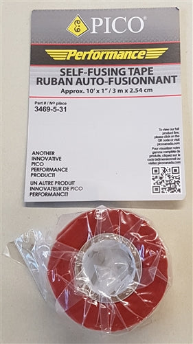 PICO 3469-5-31 Red Self Fusing Tape, No Adhesive, Forms Airtight & Watertight Bond, 10' Roll