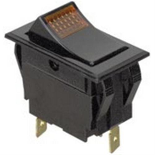 GC 35-656 Lighted Rocker Switch SPST On-Off, 15A@125VAC / 10A@250VAC, Amber Lamp, QC Terminals