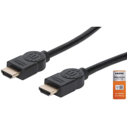 Manhattan 355360 High Speed HDMI Cable with Ethernet, 4k@60Hz Uhd, Hec, Arc, 3D, 18 GBps Bandwidth, 5M (15 Ft.), Black