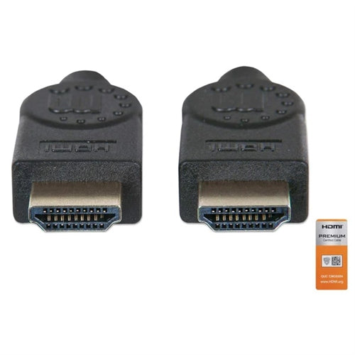 Manhattan 355360 High Speed HDMI Cable with Ethernet, 4k@60Hz Uhd, Hec, Arc, 3D, 18 GBps Bandwidth, 5M (15 Ft.), Black
