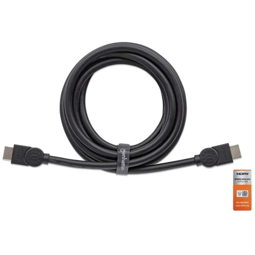 Manhattan 355360 High Speed HDMI Cable with Ethernet, 4k@60Hz Uhd, Hec, Arc, 3D, 18 GBps Bandwidth, 5M (15 Ft.), Black