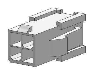 Molex 39-01-2041 Mini-Fit Jr. Plug Housing, Dual Row, 4 Position, UL 94V-2, with Panel Mounting Ears, Natural