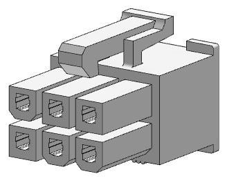 Molex 39-01-2060 Mini-Fit Jr. Receptacle Housing, Dual Row, 6 Position, UL 94V-2, Natural