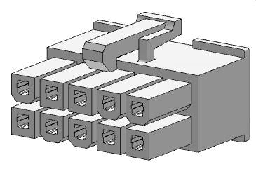 Molex 39-01-2100 Mini-Fit Jr. Receptacle Housing, Dual Row, 10 Position, UL 94V-2, Natural