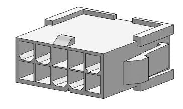 Molex 39-01-2101 Mini-Fit Jr. Plug Housing, Dual Row, 10 Position, UL 94V-2, with Panel Mounting Ears *CLEARANCE*