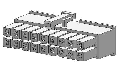 Molex 39-01-2180 Mini-Fit Jr. Receptacle Housing, Dual Row, 18 Position, UL 94V-2, Natural *CLEARANCE*