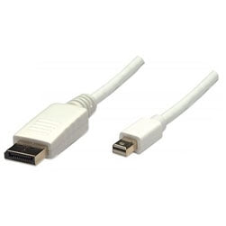 Manhattan 393812 Mini D-Port Male to D-Port Male 2M White, Display Port-Video/Audio/Usb Data