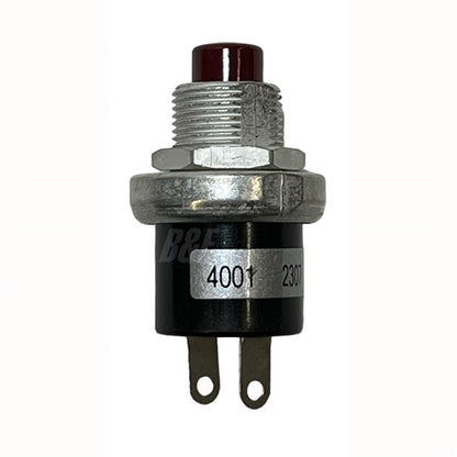 Grayhill 4001 Momentary Push Button Switch SPST N/O Off-(On), 1A@115VAC, Red Plunger, Solder Terminals