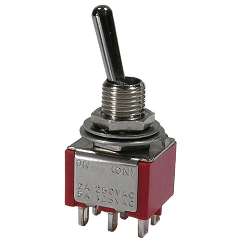 Mode 41-243T-0 UL/CSA Approved Economy Sub-Miniature Toggle Switch, DPDT On-On, 5A@125VAC or 28VDC, Solder Terminals