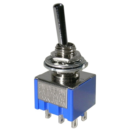 Mode 41-245-0 Standard Sub-Miniature Toggle Switch On-Off-On DPDT, 6A@125VAC