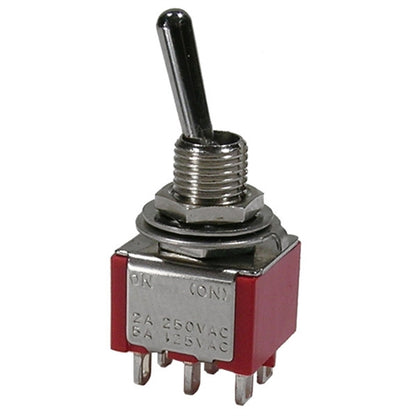 Mode 41-245T-0 UL/CSA Approved Economy Sub-Miniature Toggle Switch, DPDT On-Off-On, 5A@125VAC or 28VDC, Solder Style