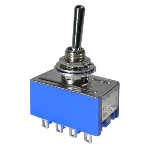 Mode 41-253-1 Standard Sub-Miniature Toggle Switch, 4PDT On-On, 6A@125VAC, Solder Terminals