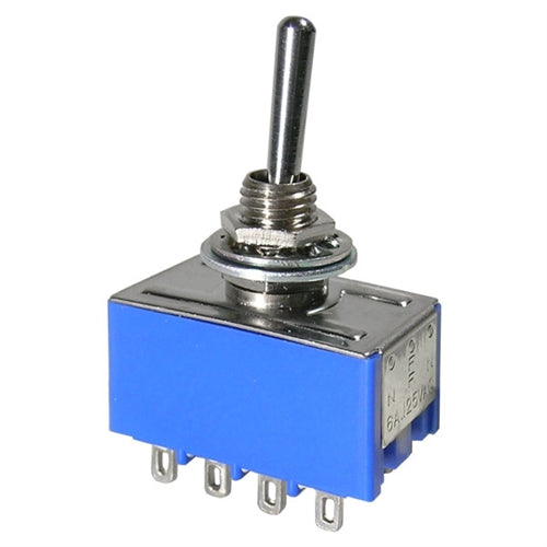 Mode 41-255-1 Standard Sub-Miniature Toggle Switch, 4PDT On-Off-On, 6A@125VAC, Solder Terminals