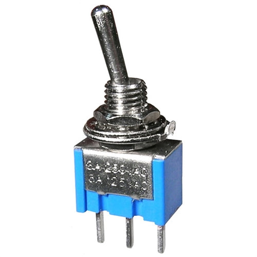 Mode 41-263-1 PC Mount Sub-Miniature Toggle Switch, SPDT On-On, 6A@125VAC / 3A@250VAC, Solder Terminals