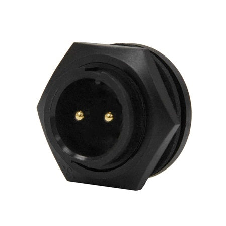 Conxall 4182-2PG-300 Connector 2 Pin Male Panel Receptacle, IP67 Certified, 12AWG Gold Plated Contacts, Solder Style