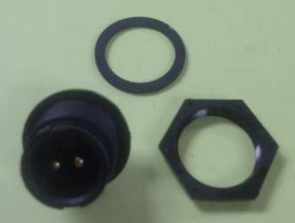 Conxall 4182-2PG-300 Connector 2 Pin Male Panel Receptacle, IP67 Certified, 12AWG Gold Plated Contacts, Solder Style