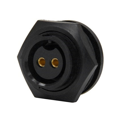 Conxall 4182-2SG-300 Connector 2 Pin Female Panel Receptacle, IP67 Certified, 12AWG Gold Plated Contacts, Solder Style