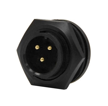 Conxall 4182-3PG-300 Connector 3 Pin Male Panel Receptacle, IP67 Certified, 12AWG Gold Plated Contacts, Solder Style