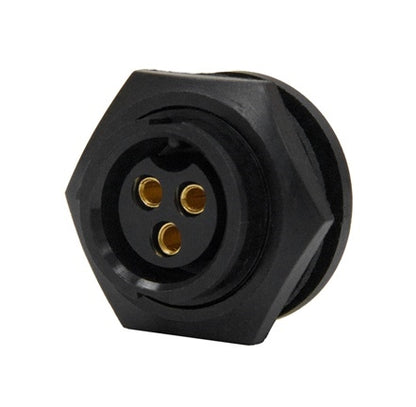 Conxall 4182-3SG-300 Connector 3 Pin Female Panel Receptacle, IP67 Certified, 12AWG Gold Plated Contacts, Solder Style