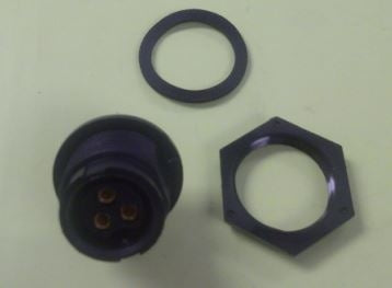 Conxall 4182-3SG-300 Connector 3 Pin Female Panel Receptacle, IP67 Certified, 12AWG Gold Plated Contacts, Solder Style