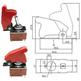 Mode 42-903-0 Red Safety Cover / Toggle Guard for Toggle Switch, 12mm Mounting Size