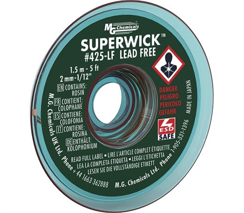 MG Chemicals 425-LF Super Wick #3 No Clean, Lead Free, Static Free Desoldering Braid (5ft)