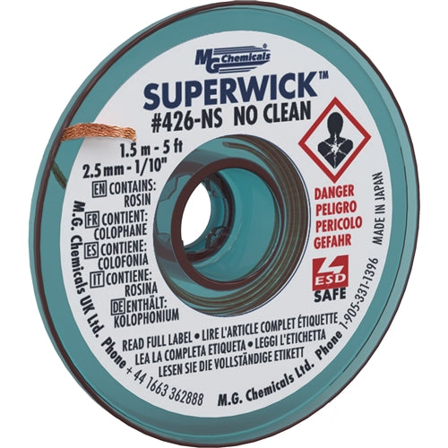 MG Chemicals 426-NS Superwick #4 Blue Desoldering Braid (5ft), Static Free, No Clean