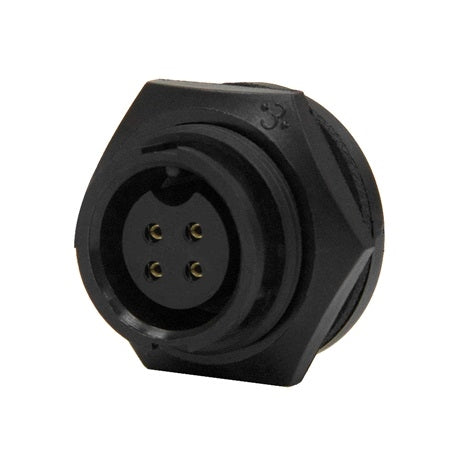 Conxall 4282-4SG-300 Connector 4 Pin Female Panel Receptacle, IP67 Certified, 20AWG Gold Plated Contacts, Solder Style