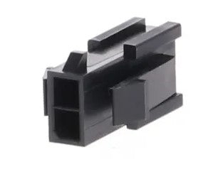 Molex 43020-0200 Micro-Fit 3.0 Plug Housing, Dual Row, 2 Position, UL 94V-0, Panel Mount Ears, Low-Halogen, Black