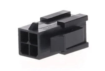 Molex 43020-0400 Micro-Fit 3.0 Plug Housing, Dual Row, 4 Position, UL 94V-0, Panel Mount Ears, Low-Halogen, Black